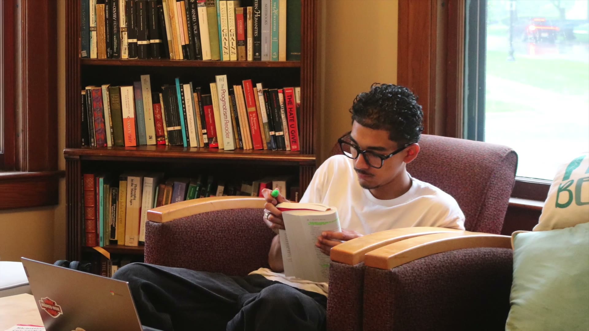Students studying a primary source together